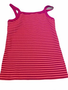 Old Navy Pink Ribbed Striped Tank Top Slim Fit Y2K Cami Size M